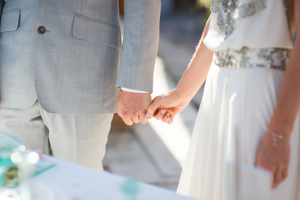 Leanne wore the Cleopatra gown by Amanda Wakeley for her spiritual and nature inspired wedding on the shores of Ibiza. Photography by Gypsy Westwood.