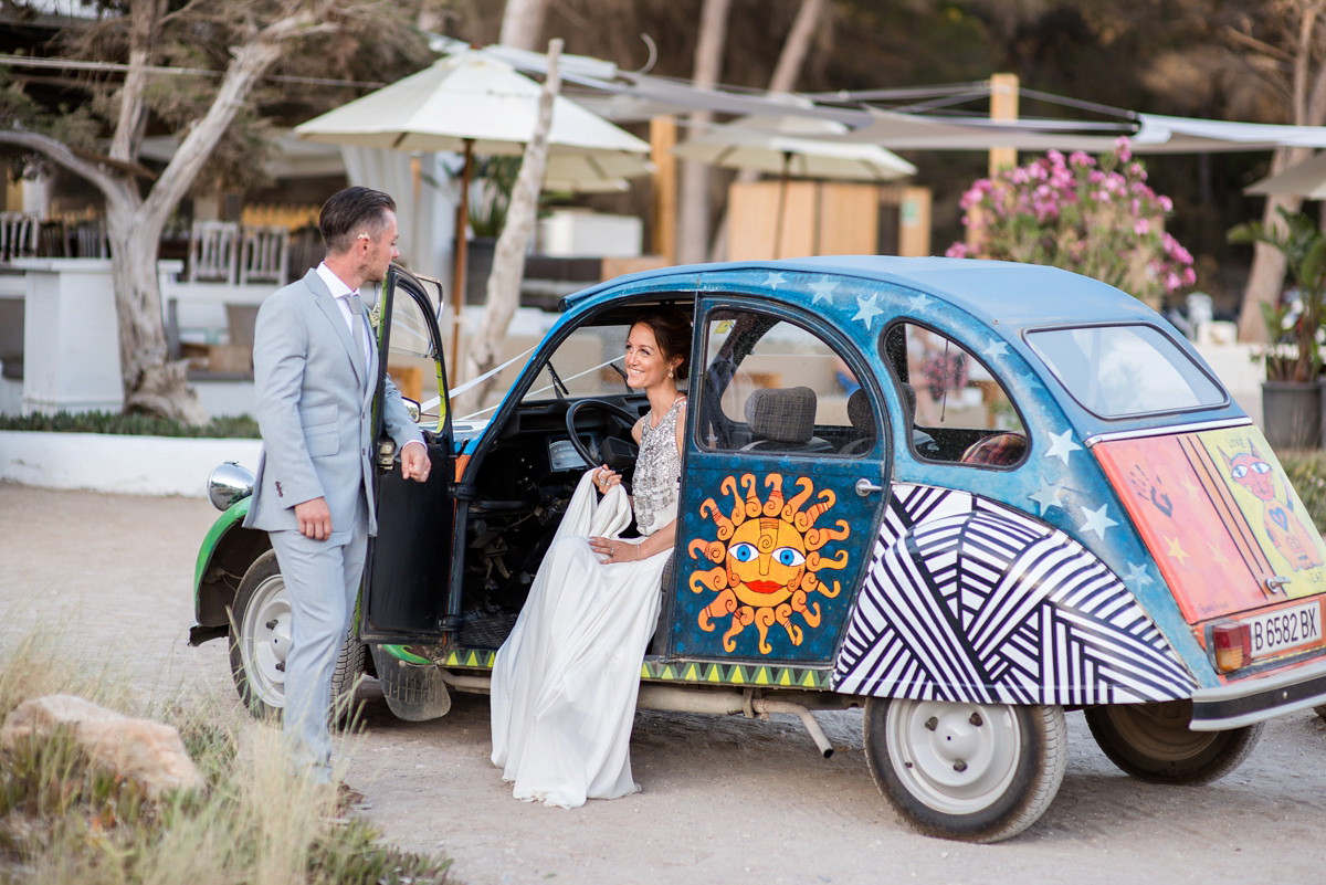 Leanne wore the Cleopatra gown by Amanda Wakeley for her spiritual and nature inspired wedding on the shores of Ibiza. Photography by Gypsy Westwood.