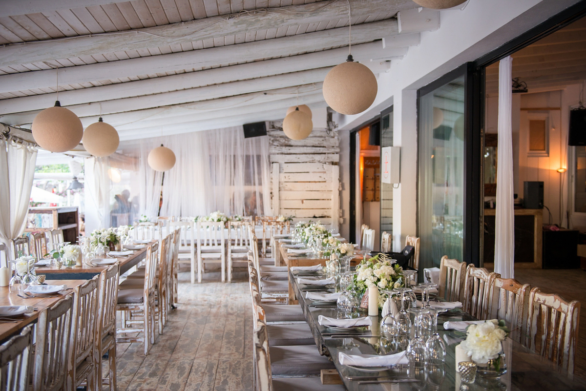 Leanne wore the Cleopatra gown by Amanda Wakeley for her spiritual and nature inspired wedding on the shores of Ibiza. Photography by Gypsy Westwood.