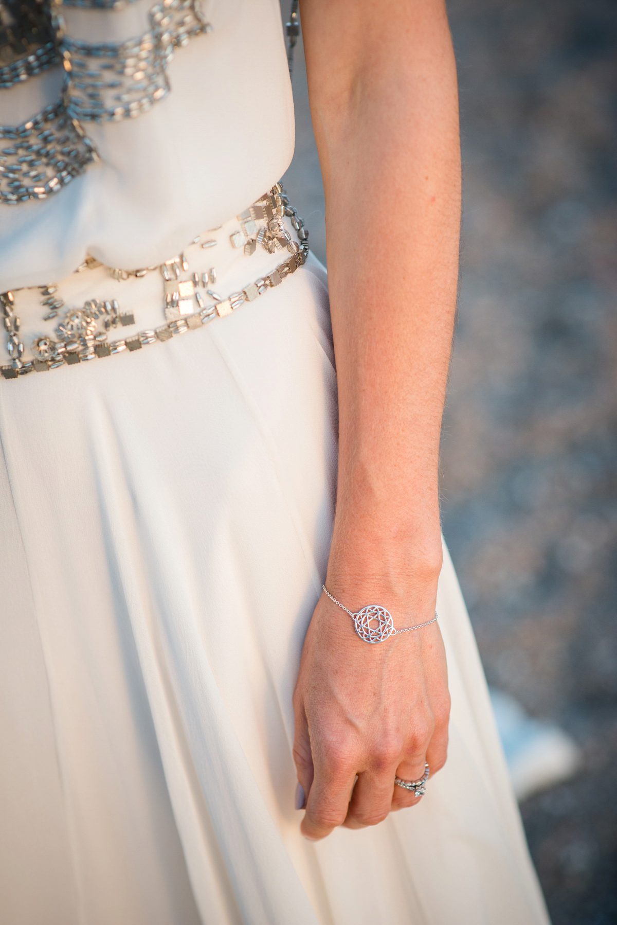 Leanne wore the Cleopatra gown by Amanda Wakeley for her spiritual and nature inspired wedding on the shores of Ibiza. Photography by Gypsy Westwood.