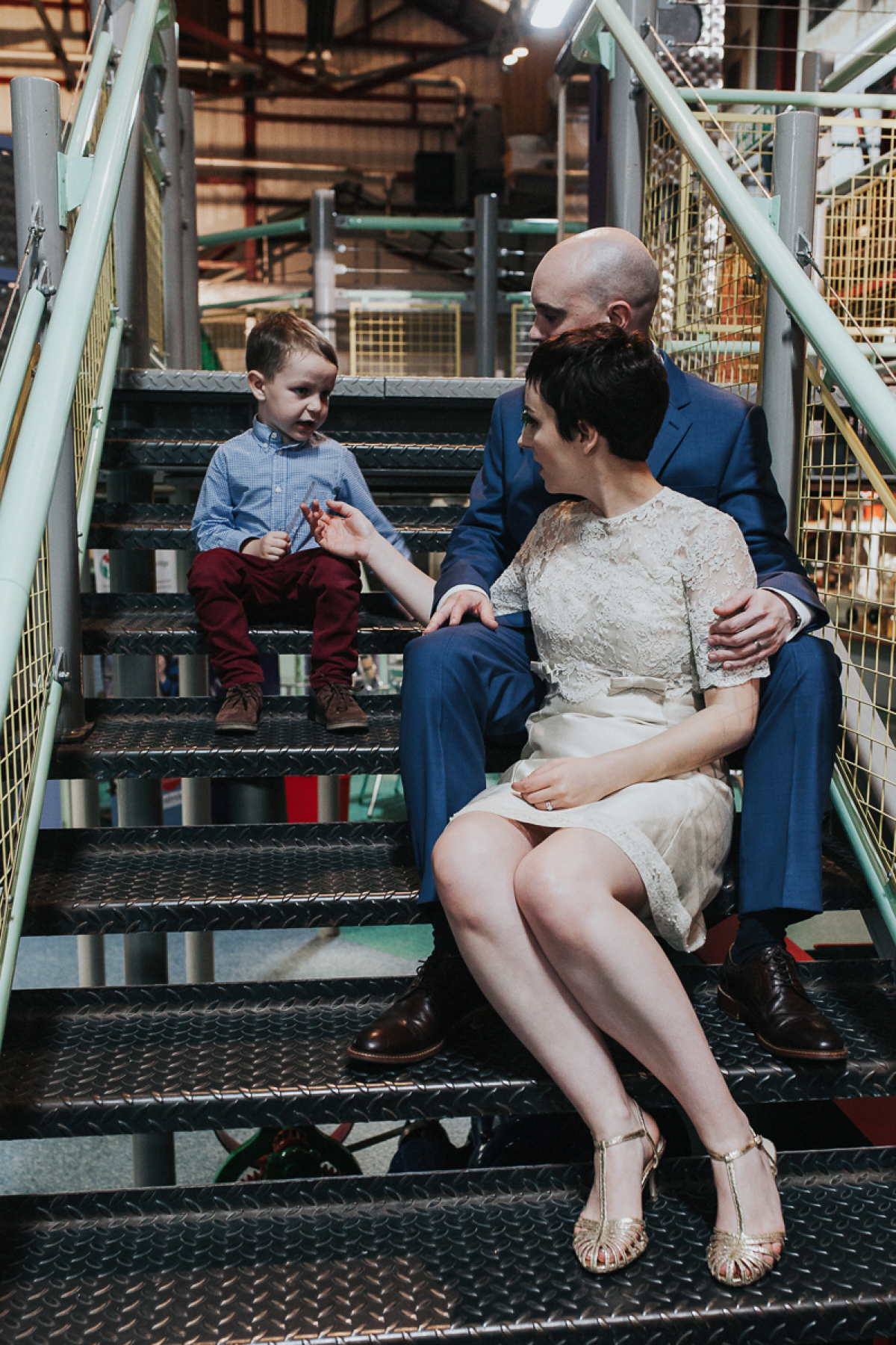 A short wedding dress and birdcage veil for a 1960's inspired bride. Image by Indie Photography.