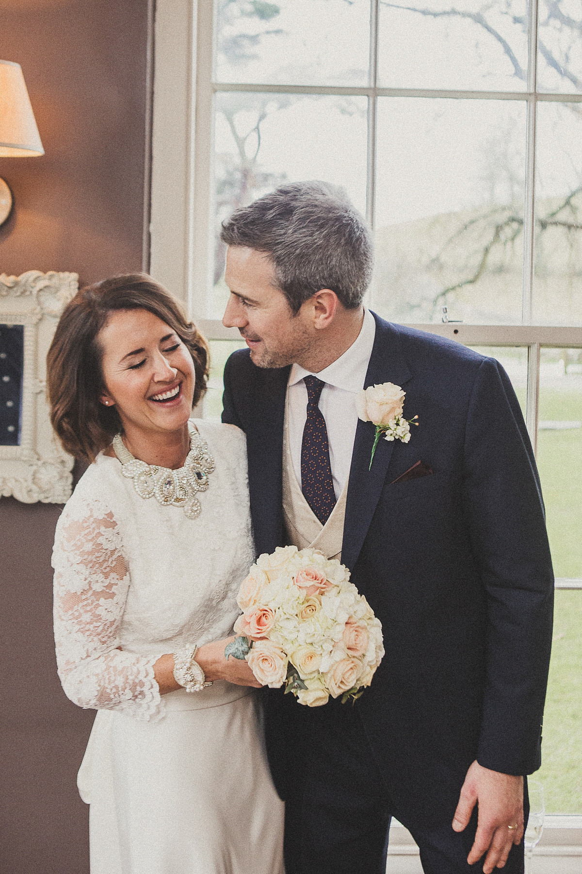 Ruth wore a Charlie Brear gown for her Spring wedding at Yorebridge House in Bainbridge, Yorkshire.