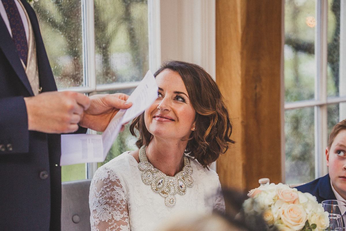 Ruth wore a Charlie Brear gown for her Spring wedding at Yorebridge House in Bainbridge, Yorkshire.