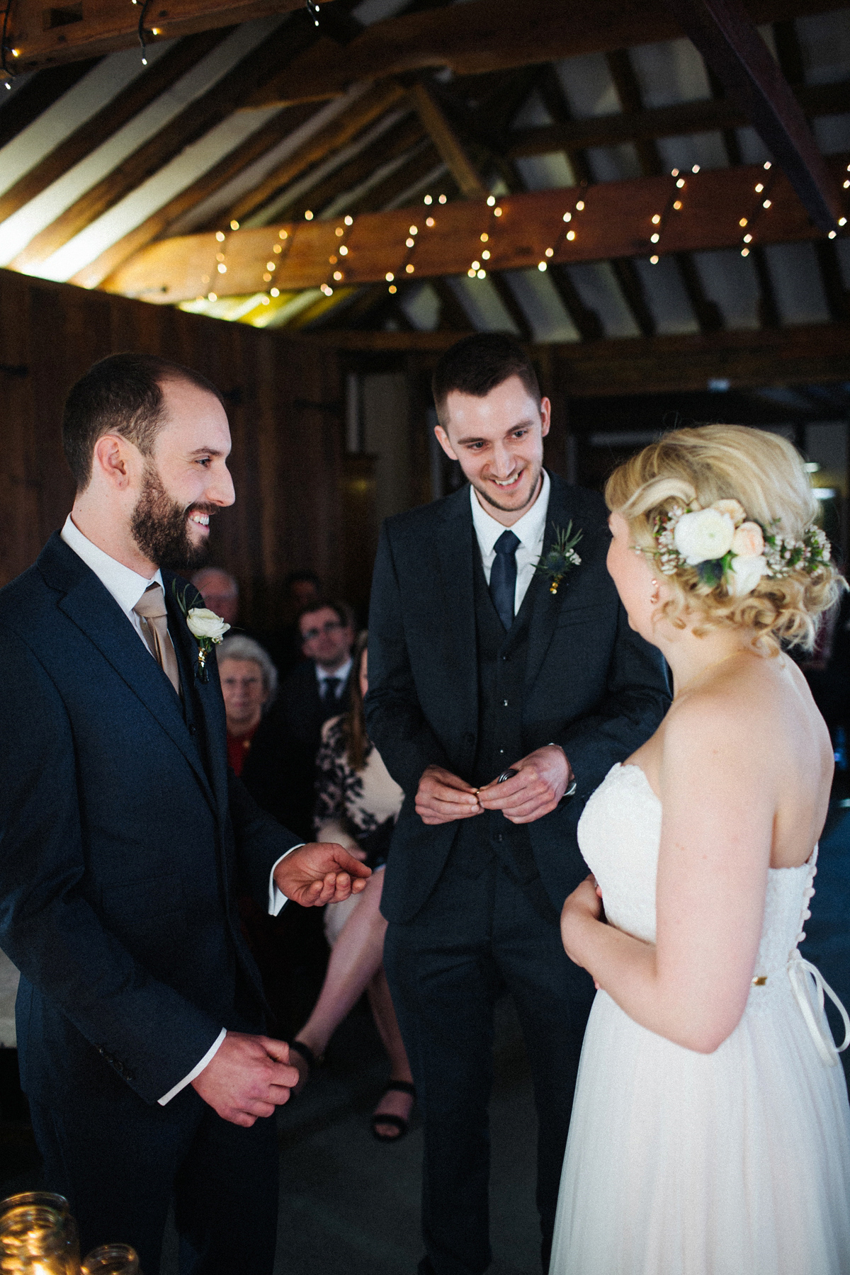 Zena and Tom's woodland glam inspired wedding was held in a beautiful barn in the spring time. Photography by Claudia Rose Carter.