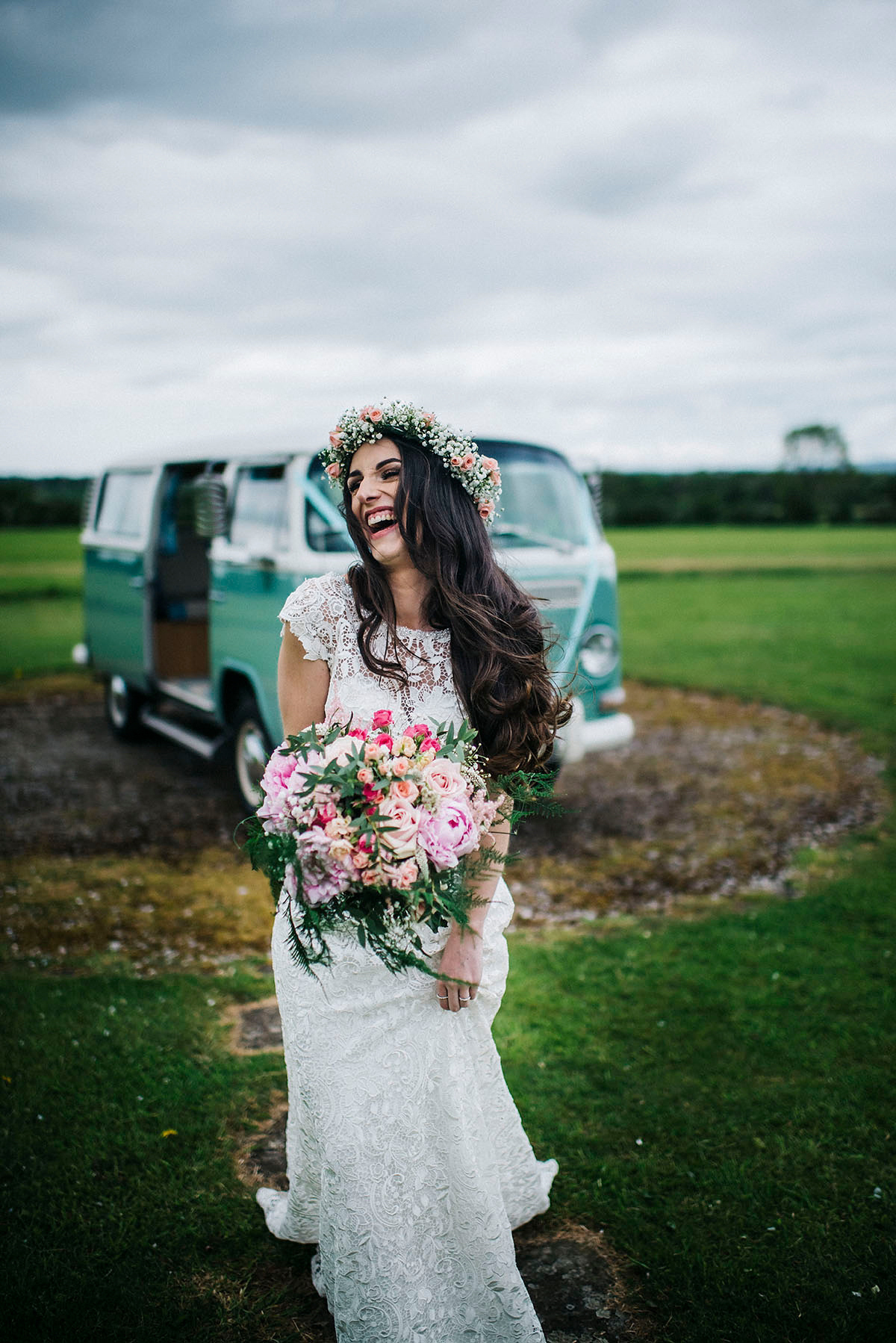 Jade wore a Sottero & Midgley gown for her boho inspired barbeque weeding. Photography by Kerry Woods.