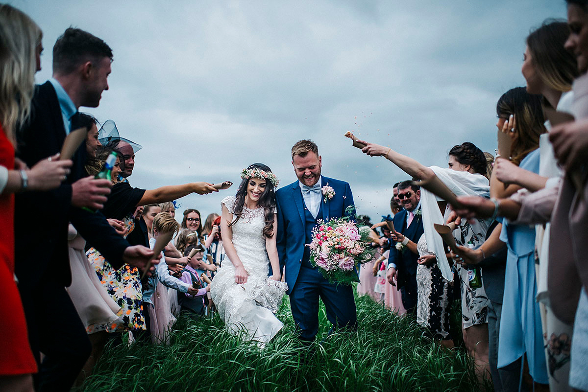 Jade wore a Sottero & Midgley gown for her boho inspired barbeque weeding. Photography by Kerry Woods.