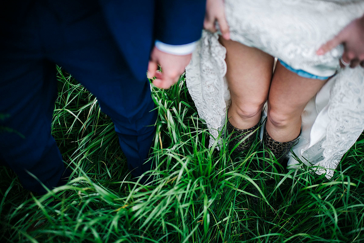 Jade wore a Sottero & Midgley gown for her boho inspired barbeque weeding. Photography by Kerry Woods.