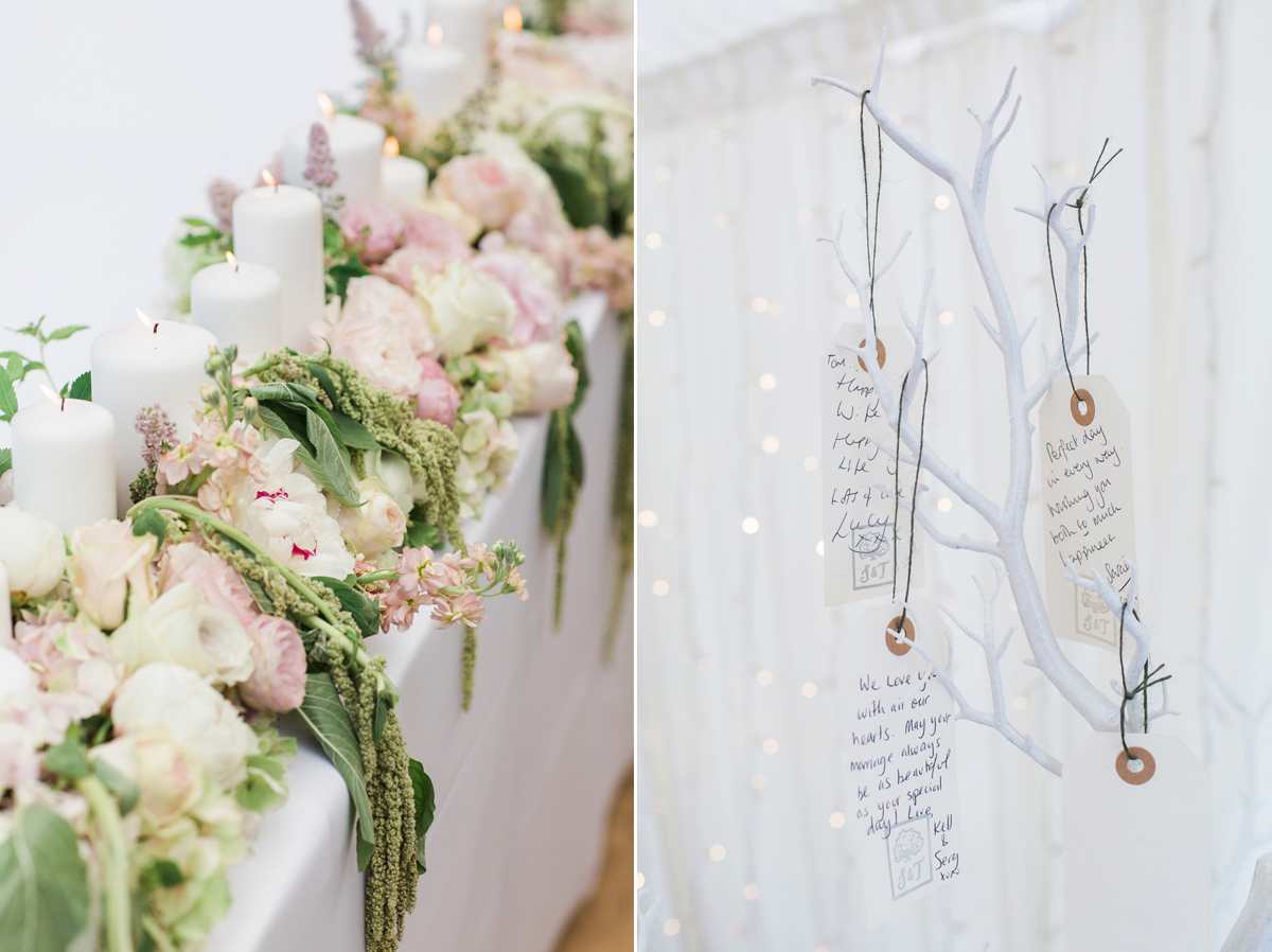 Sophie wore a Sassi Holford gown for her romantic English country garden wedding in pastel shades. Captured by Amy Fanton Photography.