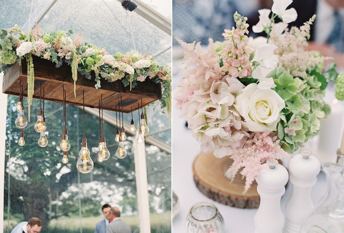 Sophie wore a Sassi Holford gown for her romantic English country garden wedding in pastel shades. Captured by Amy Fanton Photography.