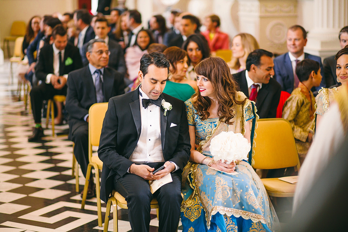 Sabrina and Nick had a multicultural wedding including an Anglican and Hindu ceremony at Syon Park in London. Sabrina wore Pronovias. Photography by Viva La weddings.