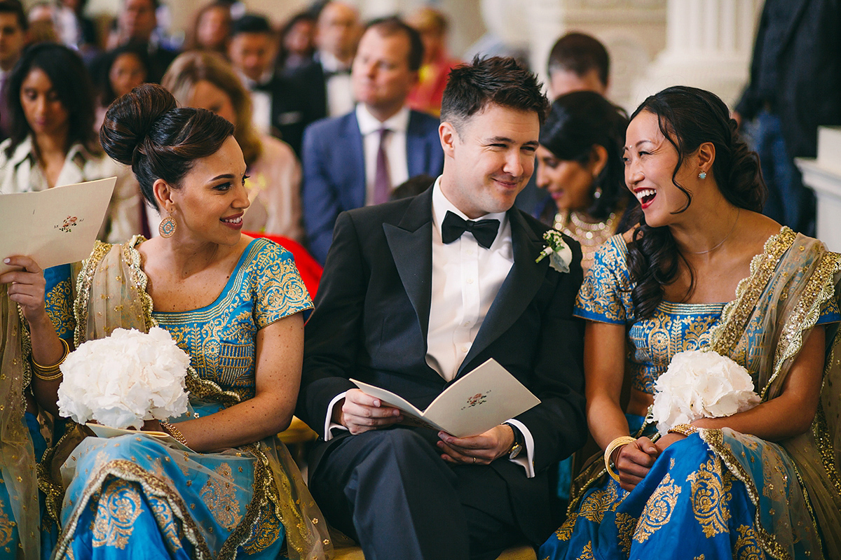 Sabrina and Nick had a multicultural wedding including an Anglican and Hindu ceremony at Syon Park in London. Sabrina wore Pronovias. Photography by Viva La weddings.