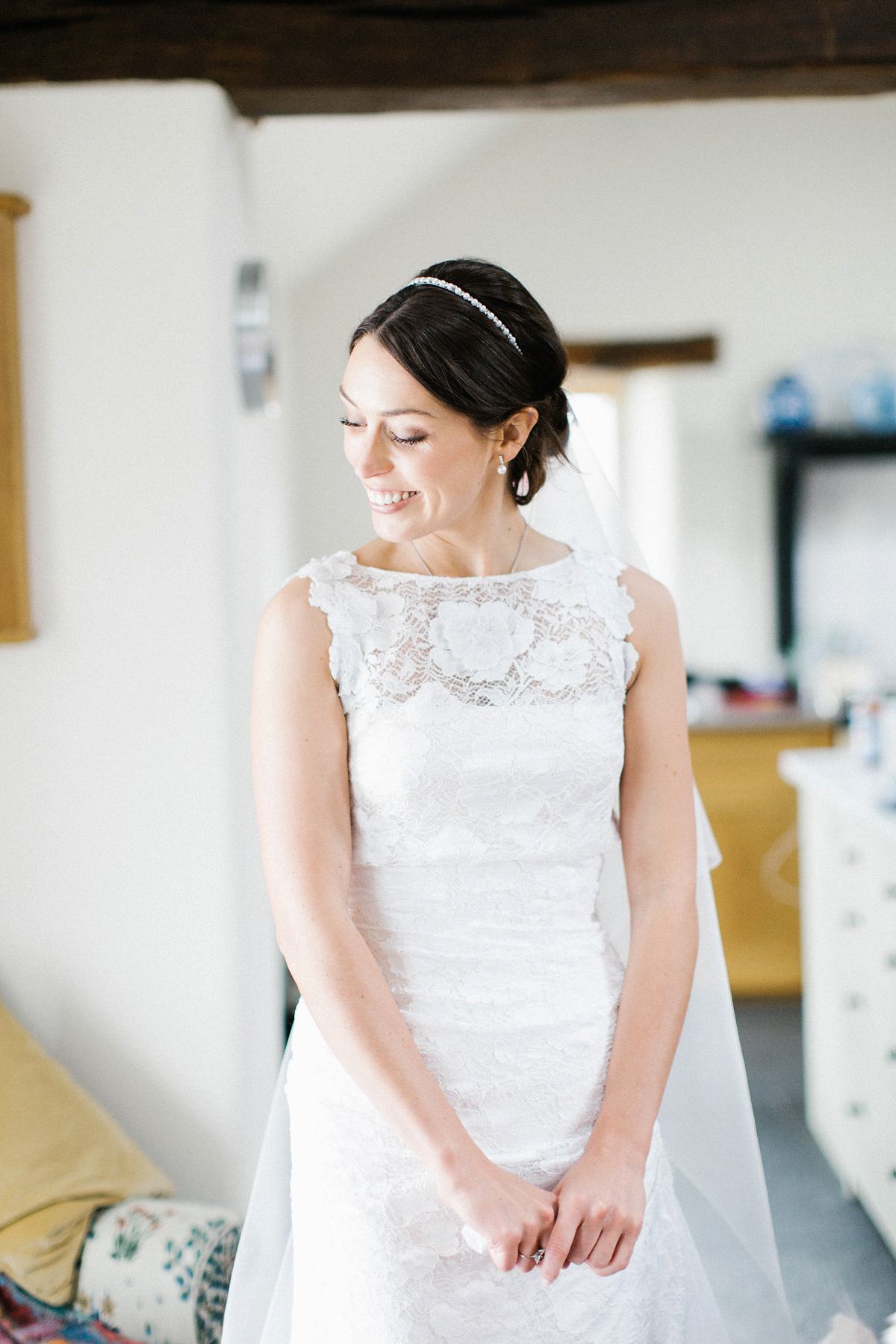 A Spring time wedding in the Lake District inspired by fairies. Bride Rachel wore a dress, veil and velvet shoes by Le Spose di Gio. Fine art wedding photography by Melissa Beattie.