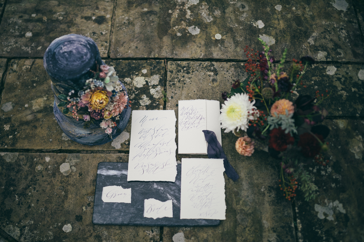 A nature and autumn inspired editorial for the free spirited and creative bride. Calligraphy by Moon & Tide. Captured by Bickerstaff Photograpy.