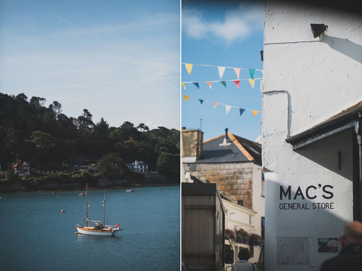 Rosie wore a Laure de Sagazan gown from The Mews of Notting Hill for her romantic summertime Devonshire coast wedding. Photography by Joseph Hall.