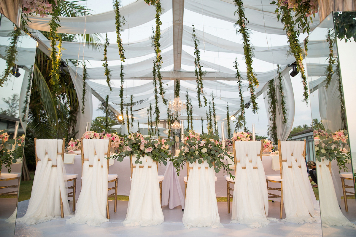 Hong Kiu wore a Jenny Yoo gown and BHLDN tulle skirt for her romantic and elegant wedding in Thailand. The day was planned by 'The Wedding Bliss Thailand'.