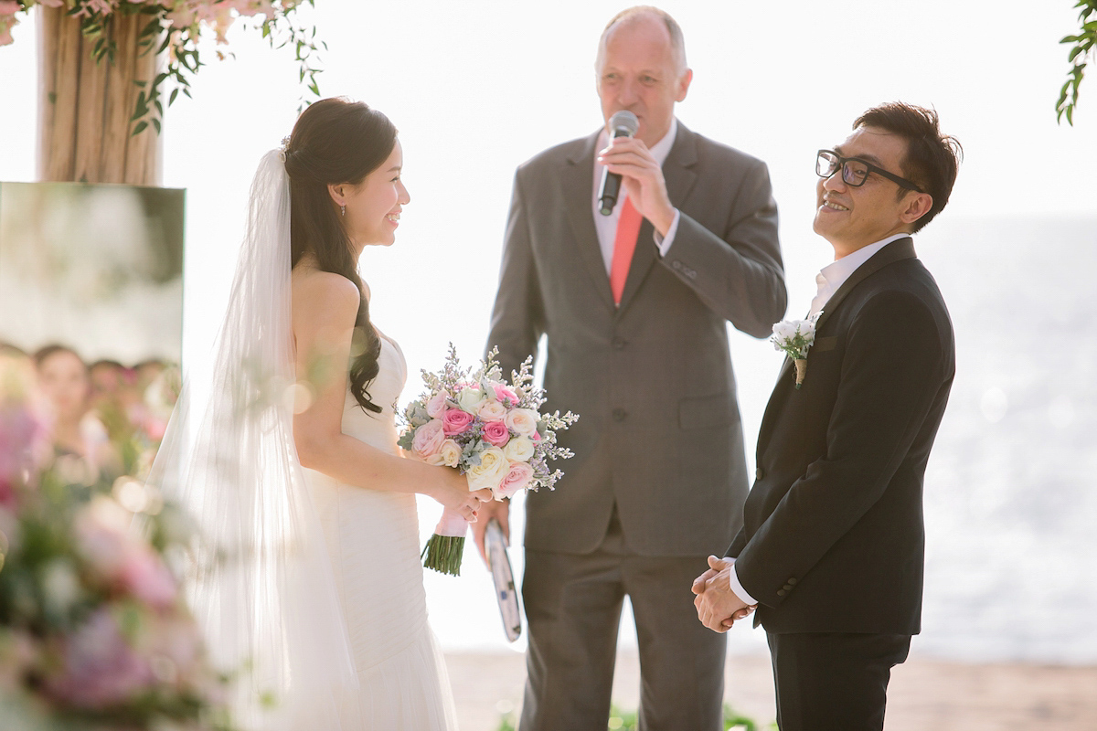 Hong Kiu wore a Jenny Yoo gown and BHLDN tulle skirt for her romantic and elegant wedding in Thailand. The day was planned by 'The Wedding Bliss Thailand'.