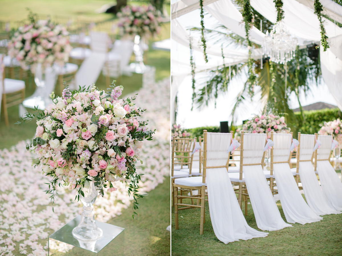 Hong Kiu wore a Jenny Yoo gown and BHLDN tulle skirt for her romantic and elegant wedding in Thailand. The day was planned by 'The Wedding Bliss Thailand'.