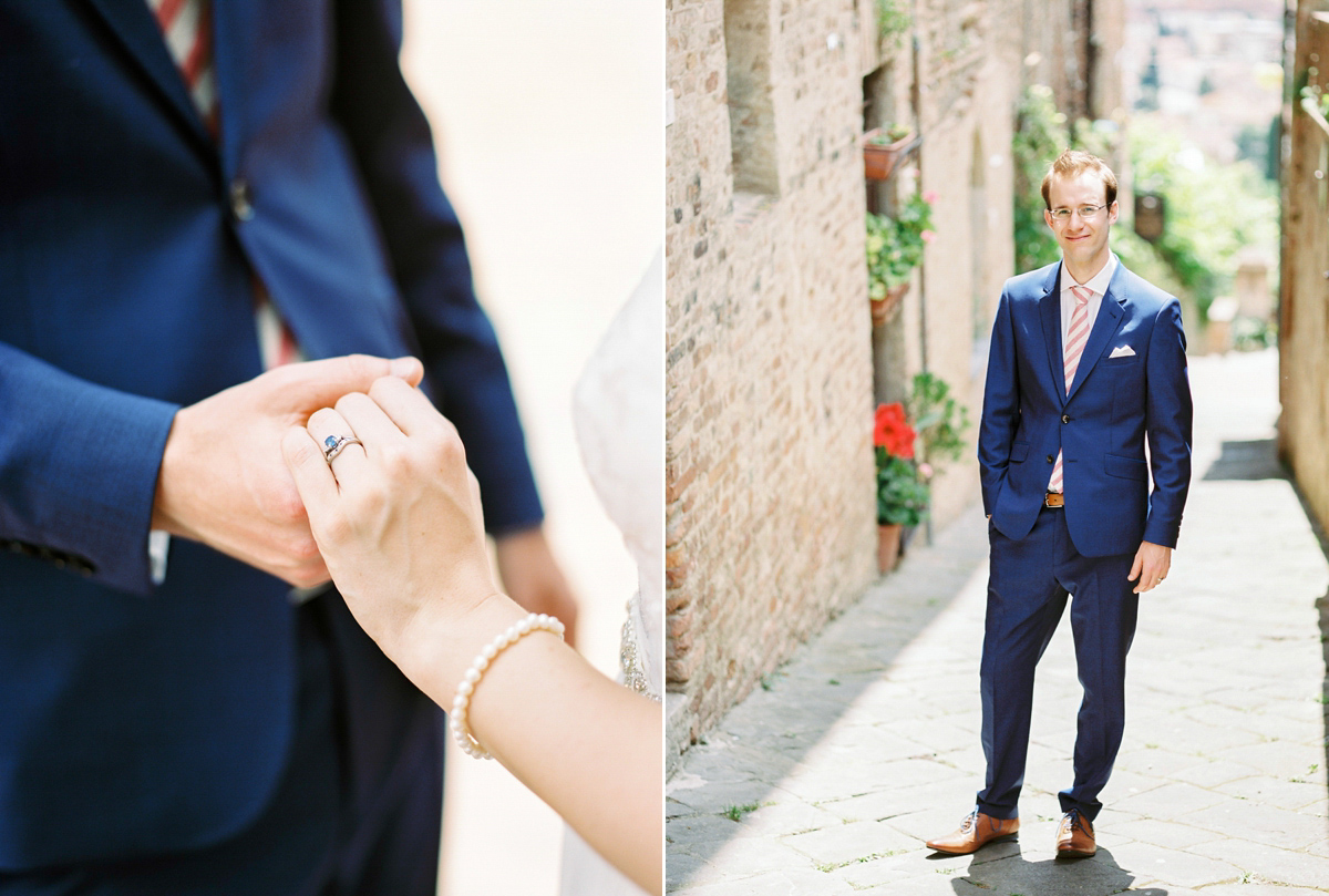 Our Lovettes member and bride Kate wore a 1950's inspired short gown for her wedding in the rural Italian countryside. Photography by Gert Huygaerts.