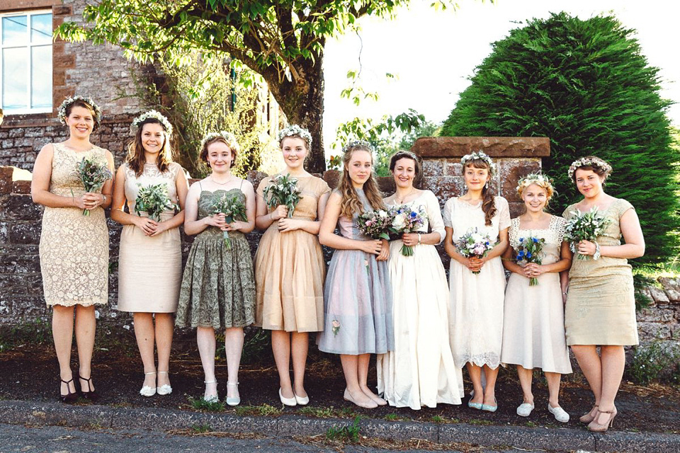 Hannah wore a Regency period inspired dress she made herself for her homemade village hall wedding. Photography by Ash James.