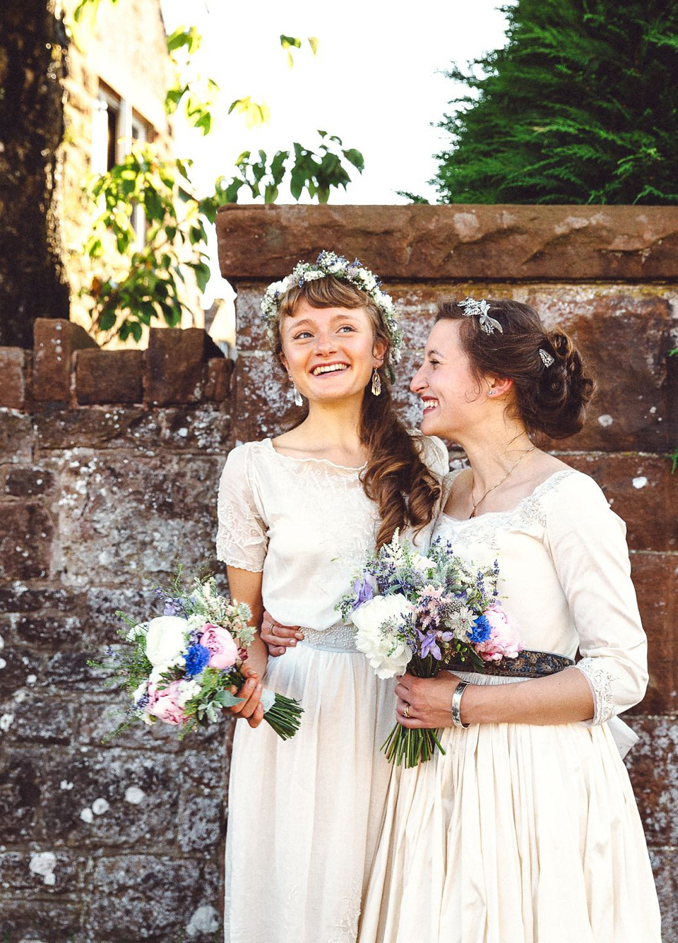 Hannah wore a Regency period inspired dress she made herself for her homemade village hall wedding. Photography by Ash James.