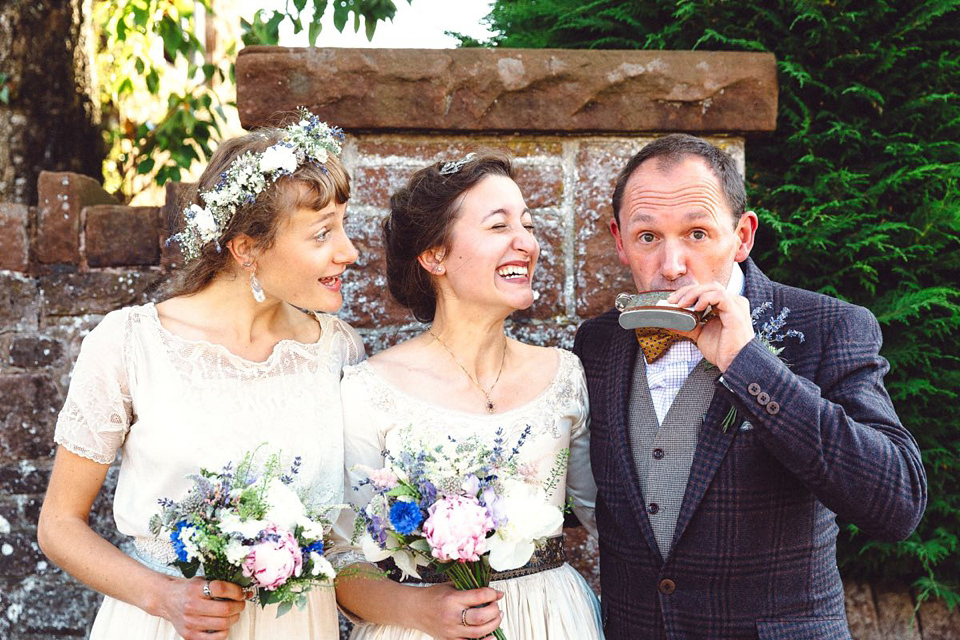 Hannah wore a Regency period inspired dress she made herself for her homemade village hall wedding. Photography by Ash James.