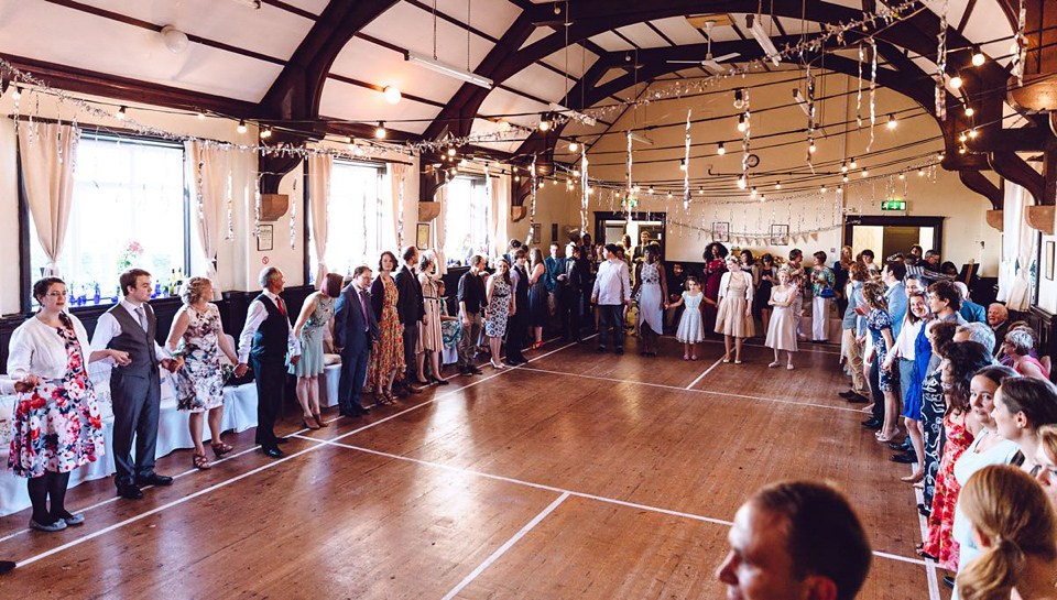 Hannah wore a Regency period inspired dress she made herself for her homemade village hall wedding. Photography by Ash James.