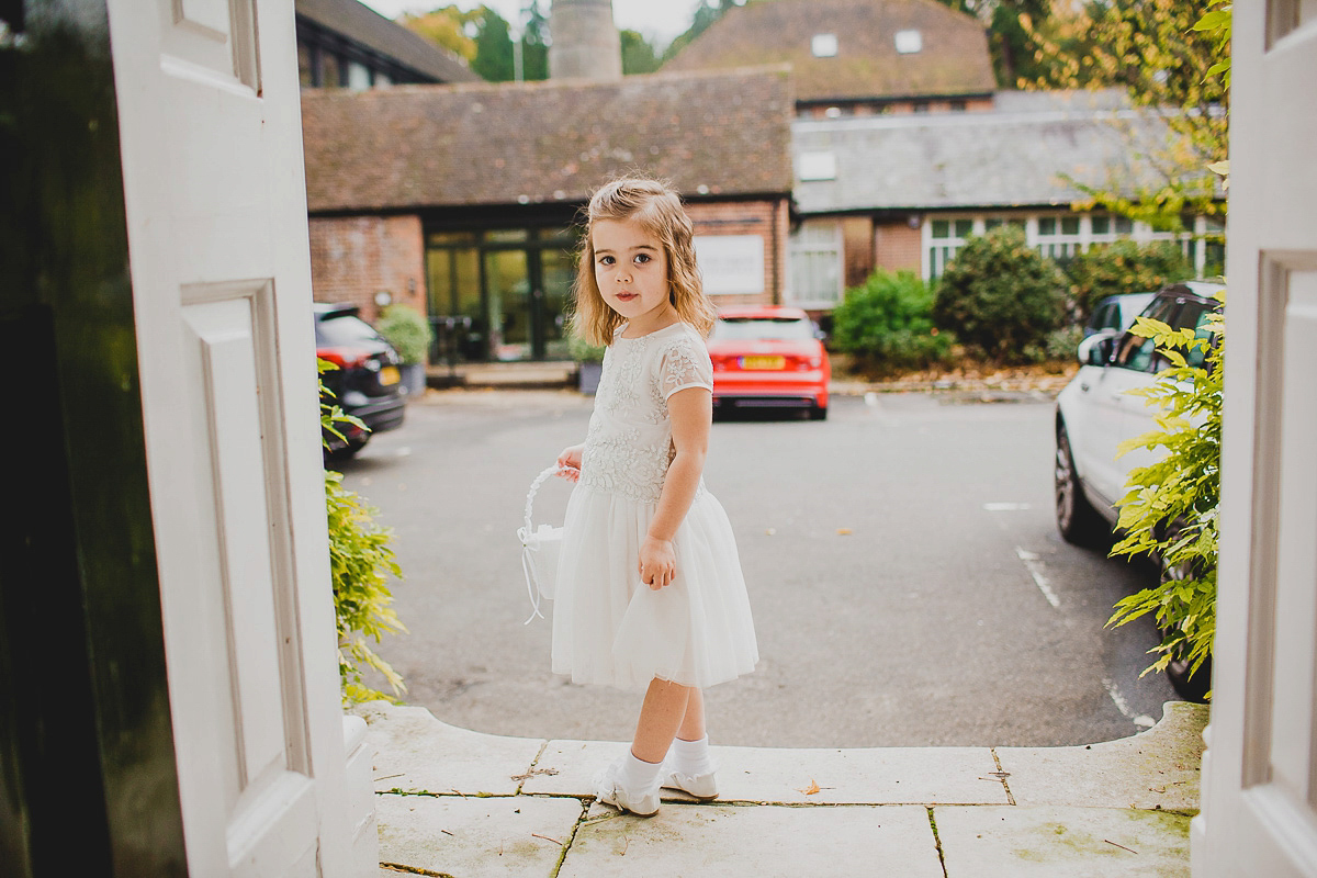 Charlie wore an Annsul Y gown and Rosie Willett headpiece for her Elegant Autumn wedding at the Orangery in Kent. Photography by Jonny MP.