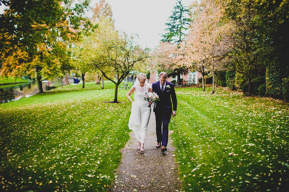 Charlie wore an Annsul Y gown and Rosie Willett headpiece for her Elegant Autumn wedding at the Orangery in Kent. Photography by Jonny MP.