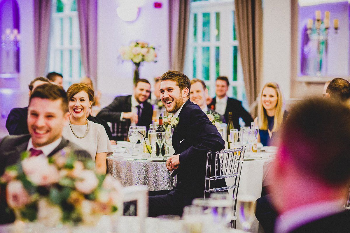 Charlie wore an Annsul Y gown and Rosie Willett headpiece for her Elegant Autumn wedding at the Orangery in Kent. Photography by Jonny MP.