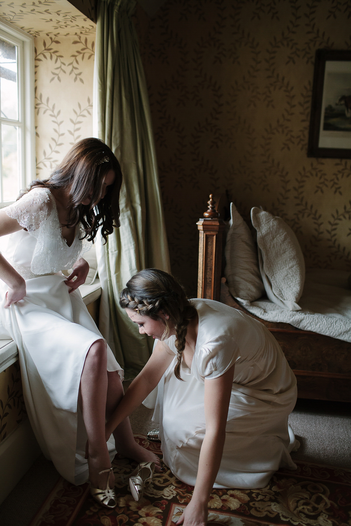 Rachel wore the Payton slip and Sabine top by Charlie Brear for her romantic, 1930's inspired winter wedding in Somerset. Photography by Joanna Brown.