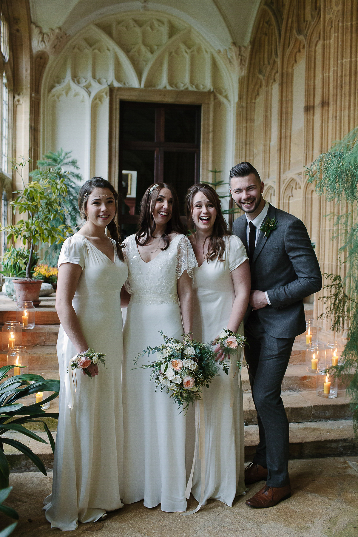 Rachel wore the Payton slip and Sabine top by Charlie Brear for her romantic, 1930's inspired winter wedding in Somerset. Photography by Joanna Brown.