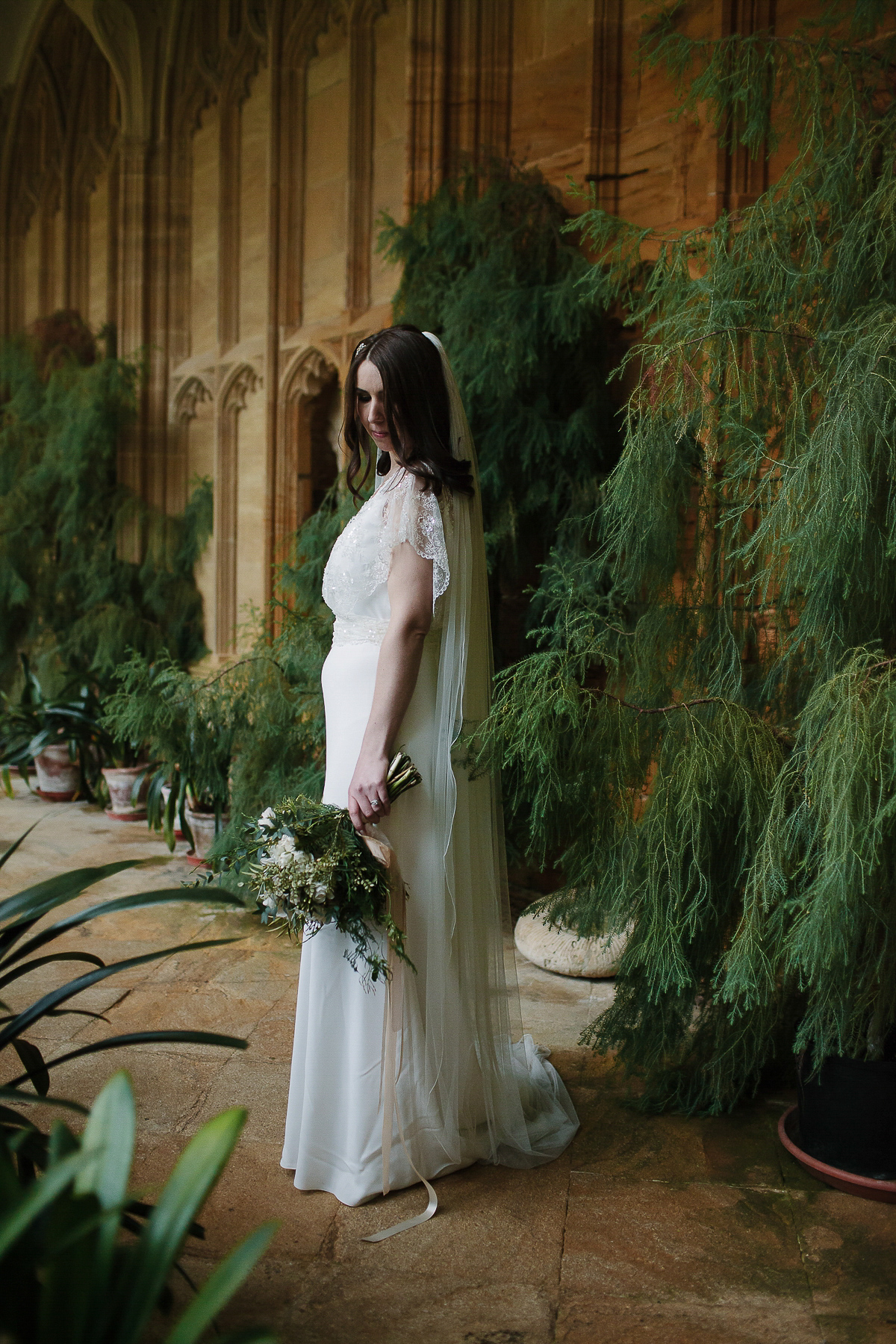 Rachel wore the Payton slip and Sabine top by Charlie Brear for her romantic, 1930's inspired winter wedding in Somerset. Photography by Joanna Brown.