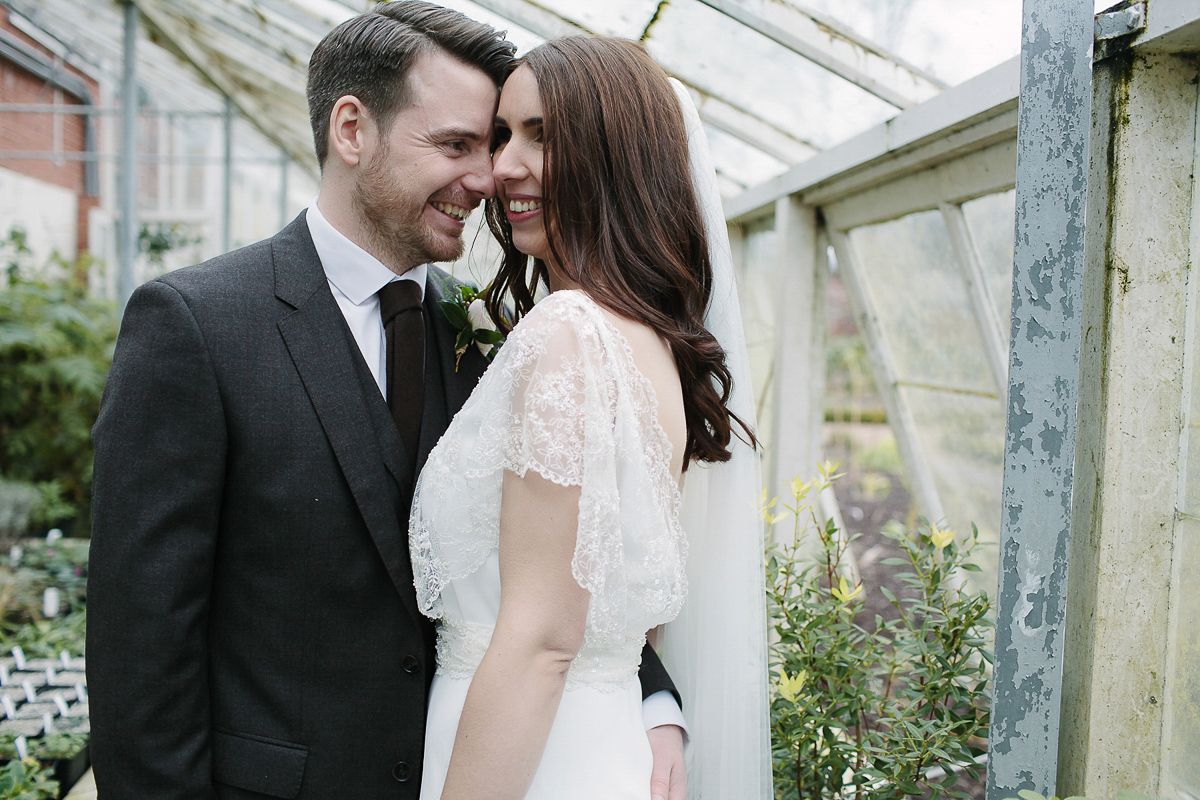 Rachel wore the Payton slip and Sabine top by Charlie Brear for her romantic, 1930's inspired winter wedding in Somerset. Photography by Joanna Brown.