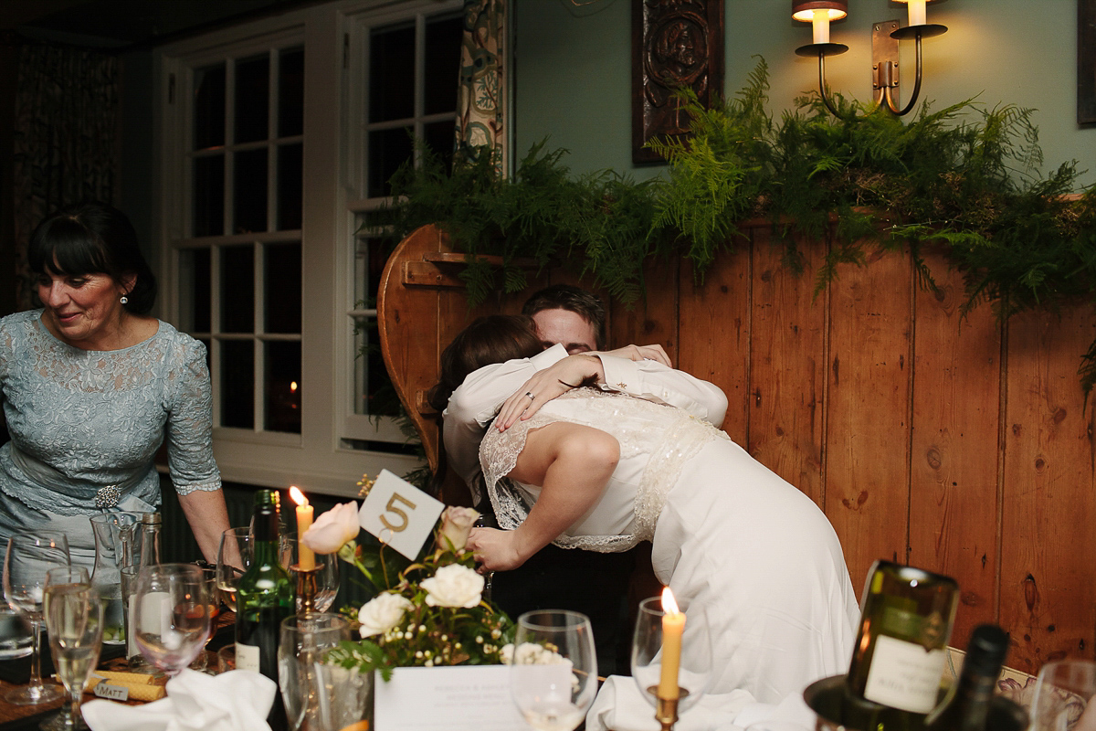 Rachel wore the Payton slip and Sabine top by Charlie Brear for her romantic, 1930's inspired winter wedding in Somerset. Photography by Joanna Brown.