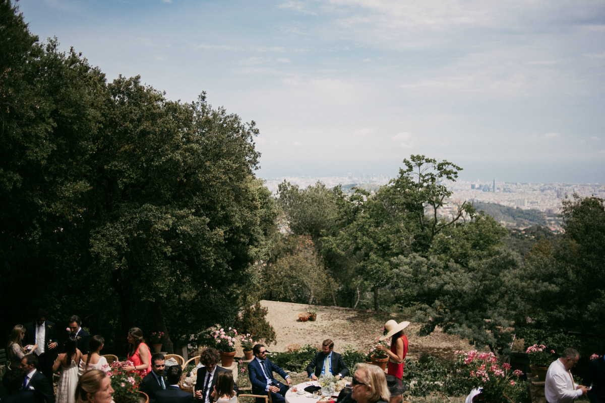 Bride Margarita wore a backless dress for her rustic woodland wedding in Spain. Photography by Sarah Lobla.