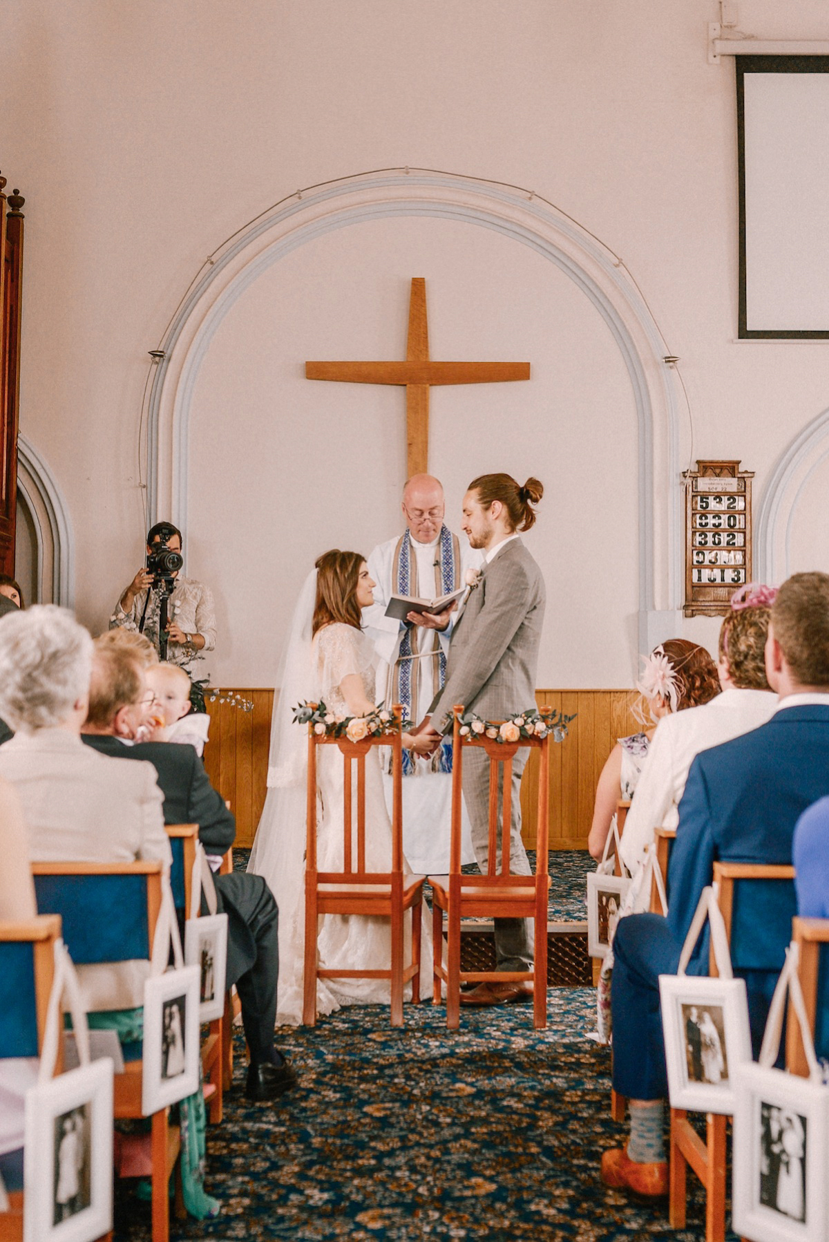 A festival inspired farm wedding in shades of peach. Photography by Rosie Hardy and Adam Bird.