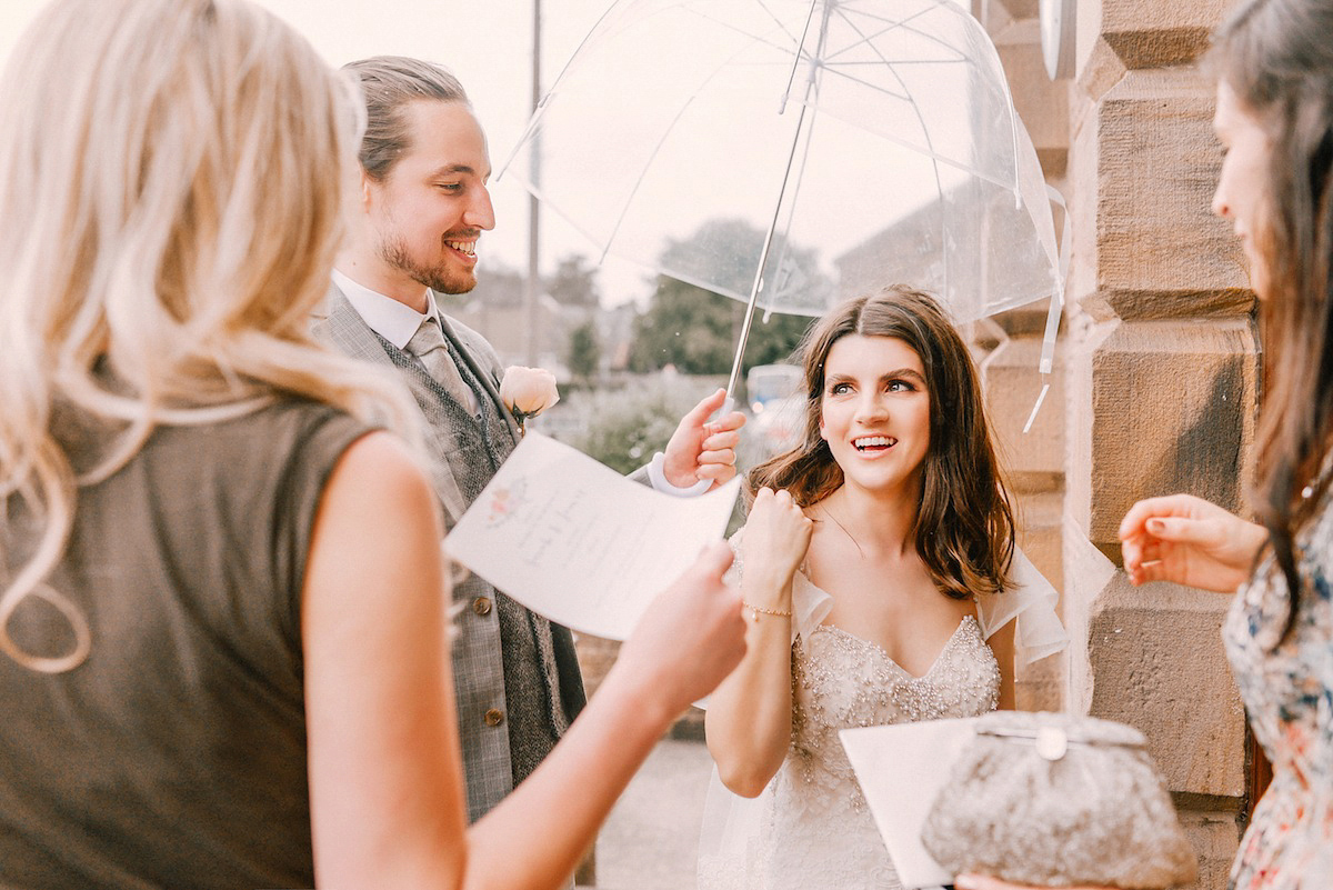 A festival inspired farm wedding in shades of peach. Photography by Rosie Hardy and Adam Bird.