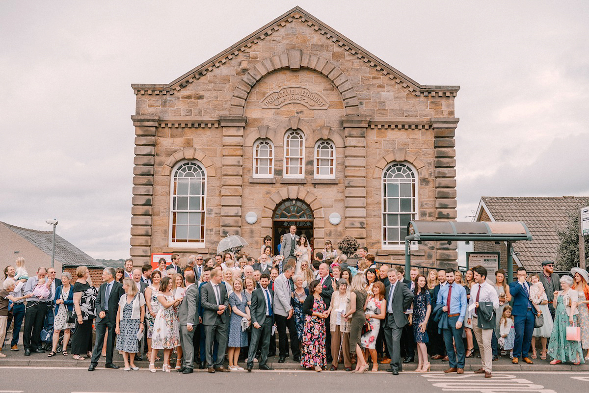 A festival inspired farm wedding in shades of peach. Photography by Rosie Hardy and Adam Bird.