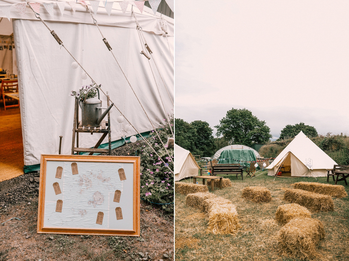 A festival inspired farm wedding in shades of peach. Photography by Rosie Hardy and Adam Bird.