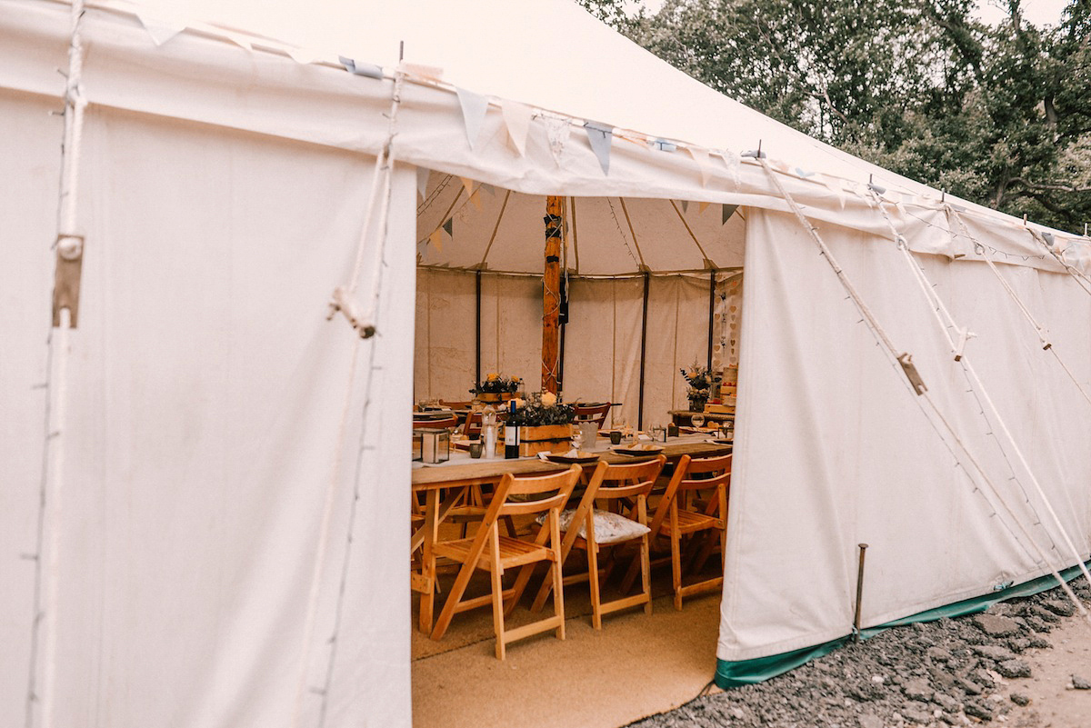 A festival inspired farm wedding in shades of peach. Photography by Rosie Hardy and Adam Bird.