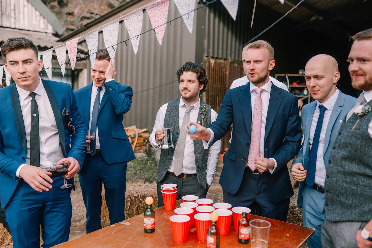 A festival inspired farm wedding in shades of peach. Photography by Rosie Hardy and Adam Bird.