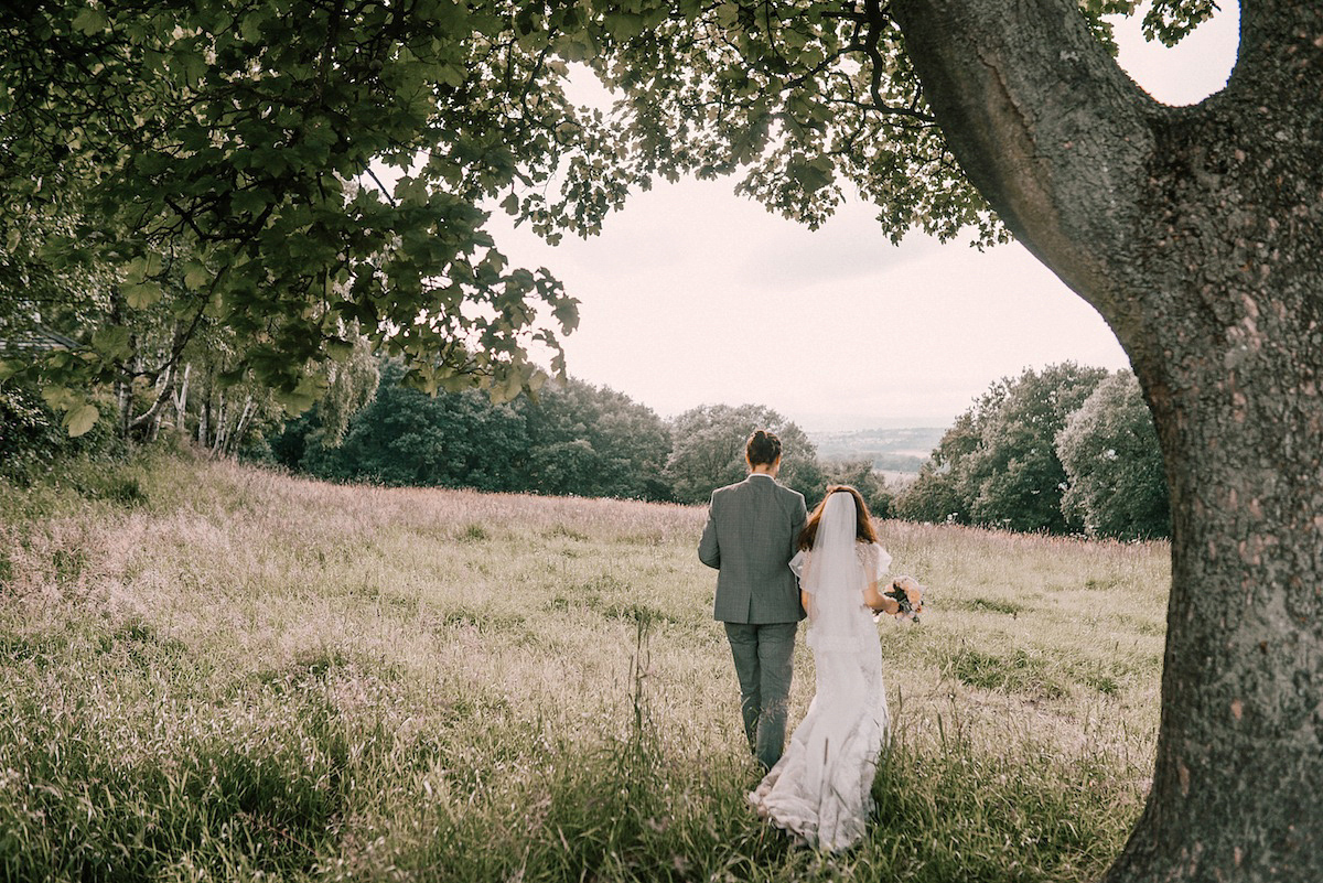 A festival inspired farm wedding in shades of peach. Photography by Rosie Hardy and Adam Bird.