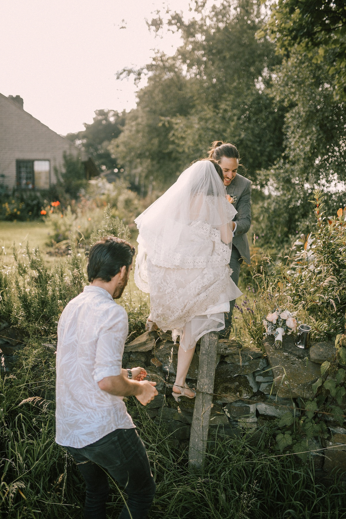 A festival inspired farm wedding in shades of peach. Photography by Rosie Hardy and Adam Bird.