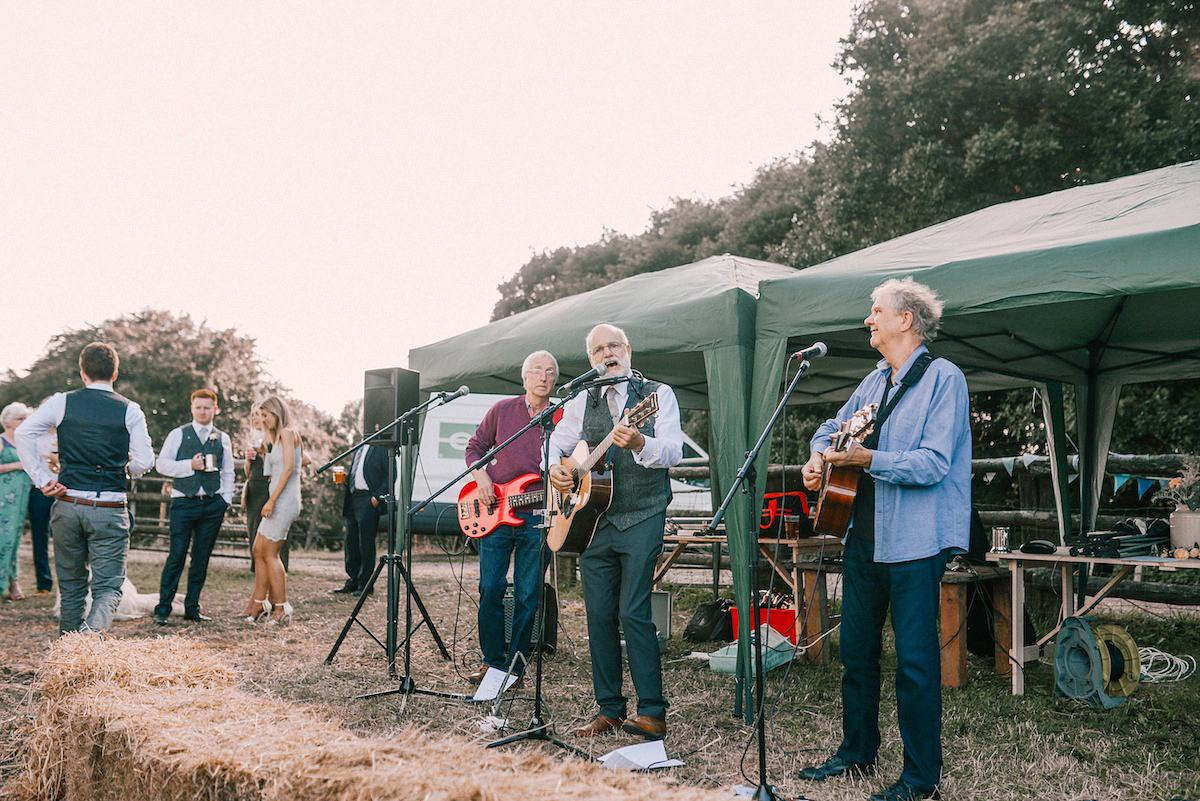 A festival inspired farm wedding in shades of peach. Photography by Rosie Hardy and Adam Bird.