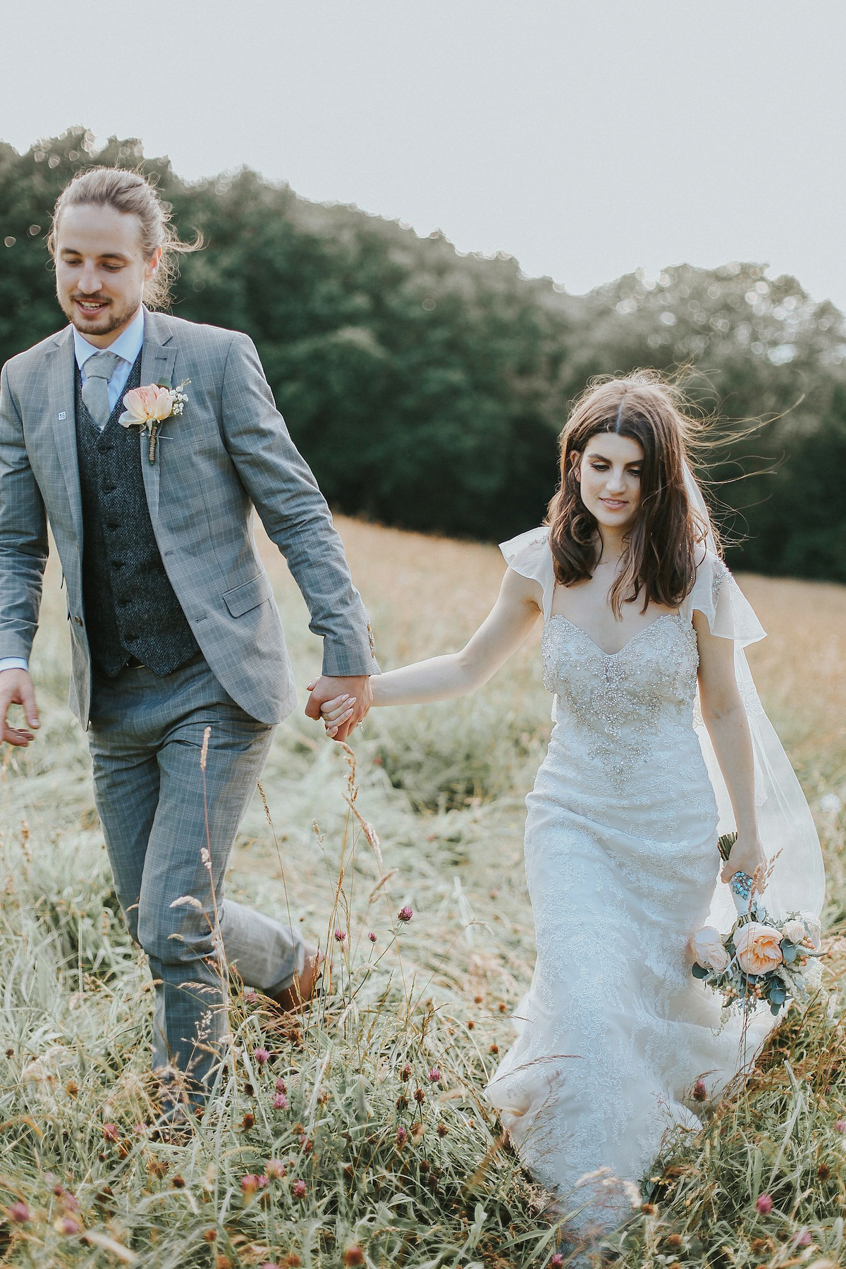 A festival inspired farm wedding in shades of peach. Photography by Rosie Hardy and Adam Bird.