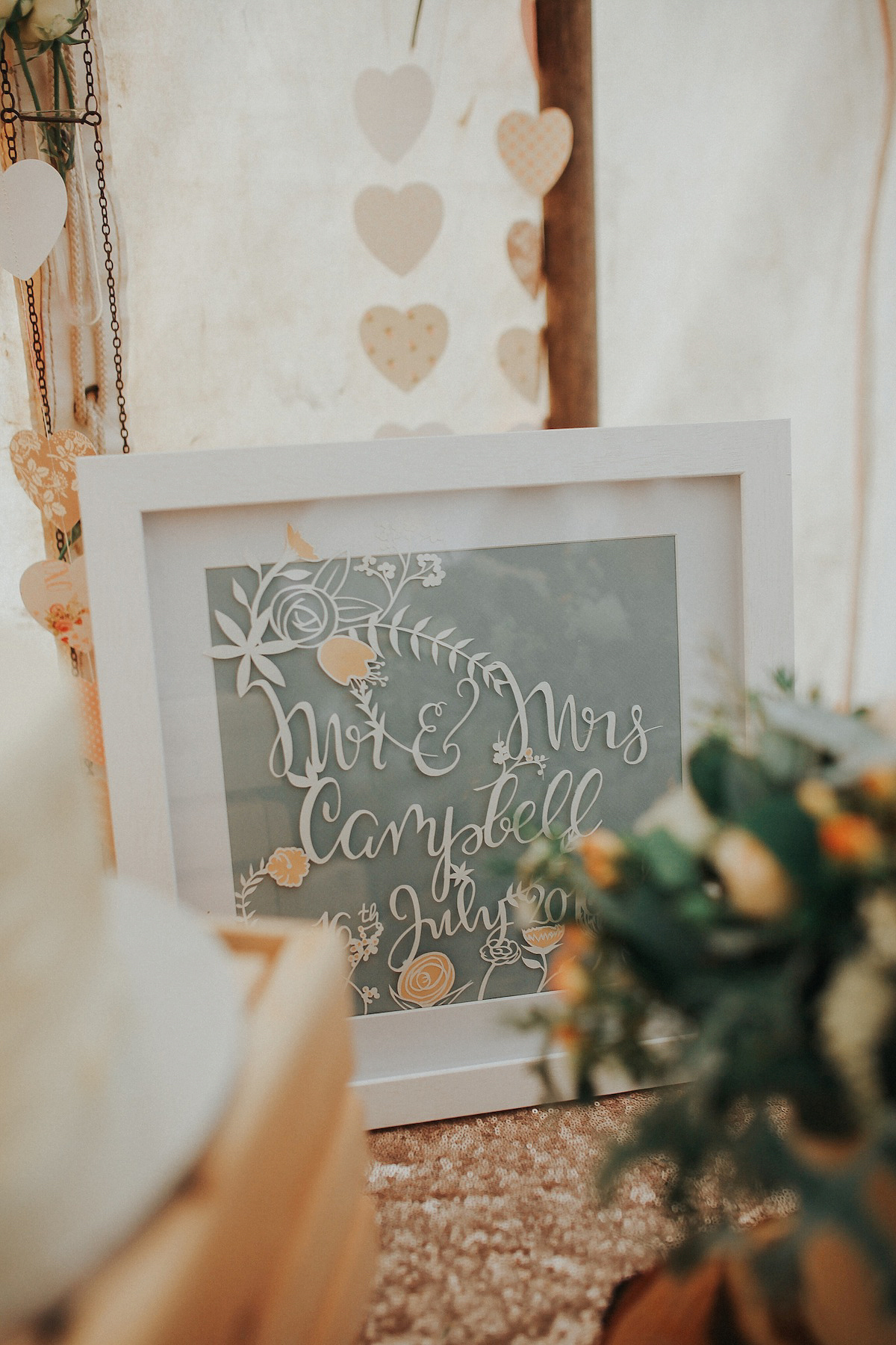 A festival inspired farm wedding in shades of peach. Photography by Rosie Hardy and Adam Bird.