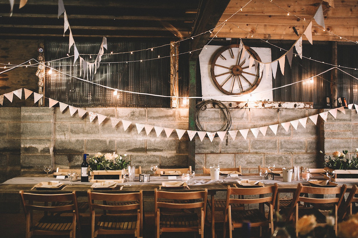 A festival inspired farm wedding in shades of peach. Photography by Rosie Hardy and Adam Bird.