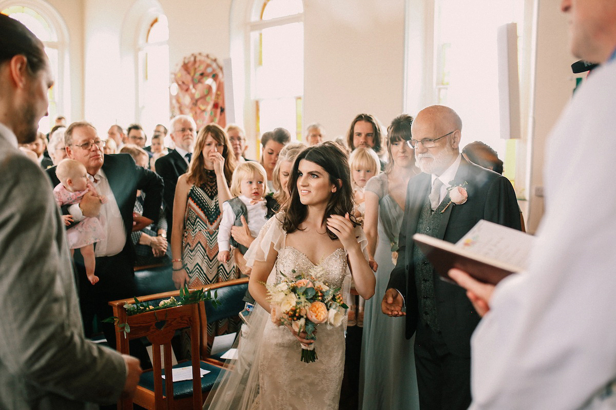 A festival inspired farm wedding in shades of peach. Photography by Rosie Hardy and Adam Bird.