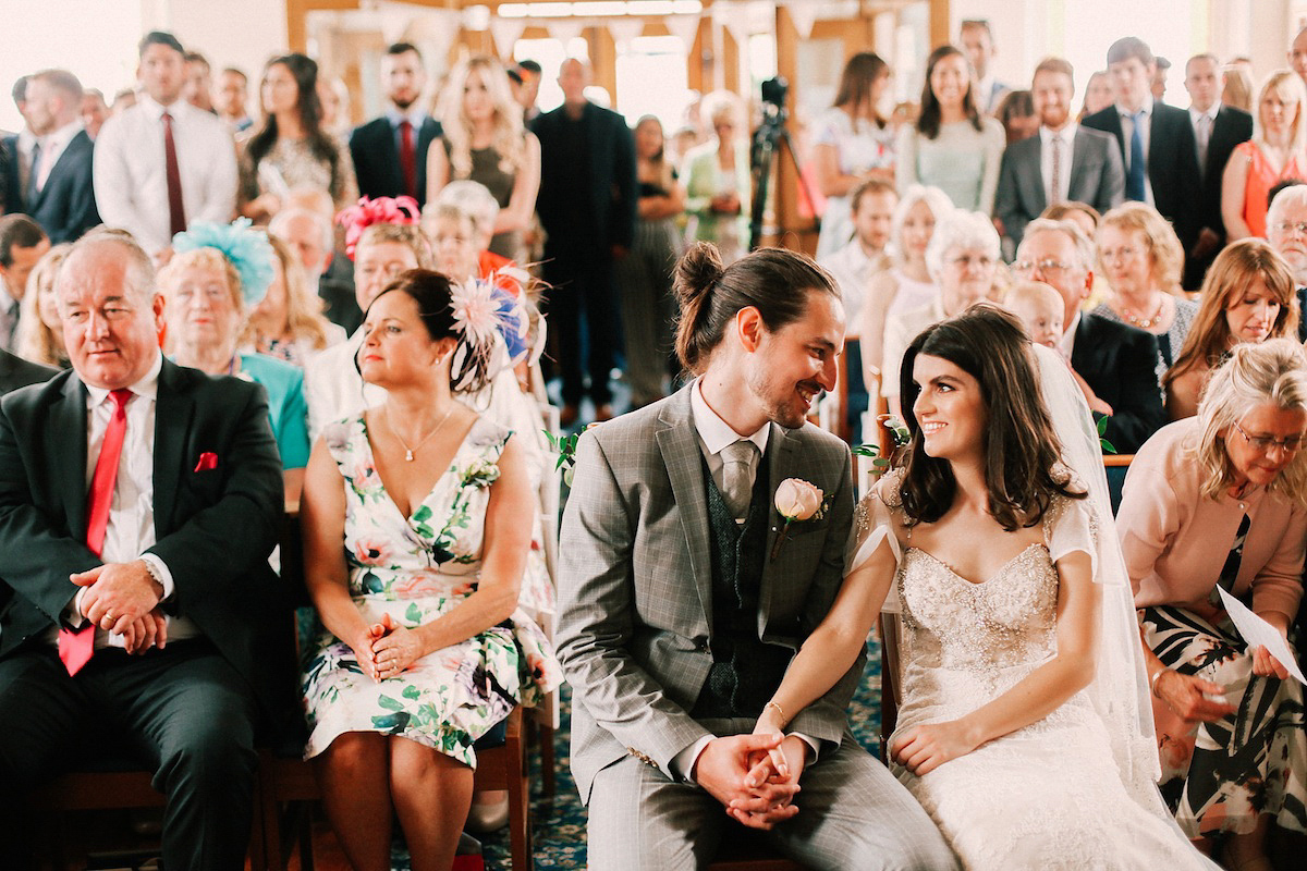 A festival inspired farm wedding in shades of peach. Photography by Rosie Hardy and Adam Bird.