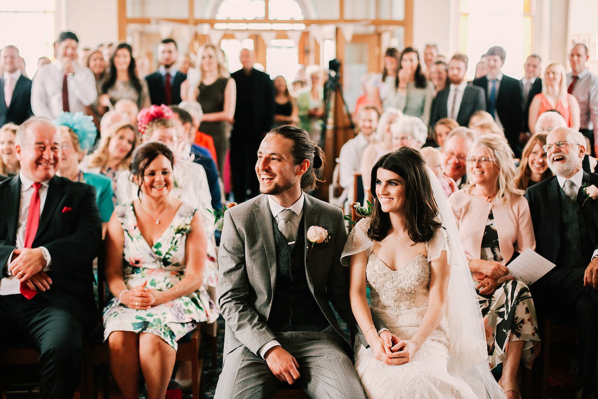 A festival inspired farm wedding in shades of peach. Photography by Rosie Hardy and Adam Bird.